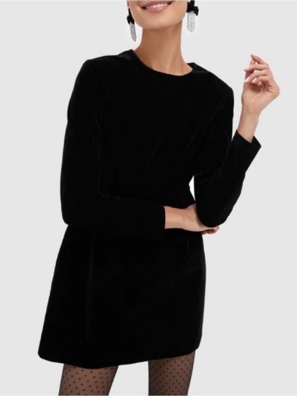 Tuckernuck Black Velvet Long-Sleeve Mini Dress